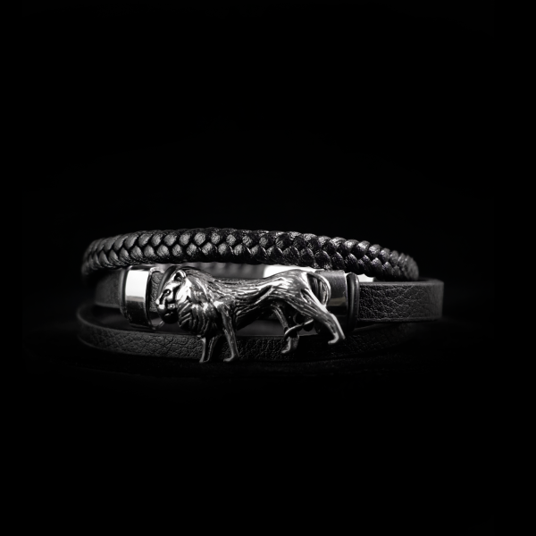 Lion's Fury Leather Bracelet